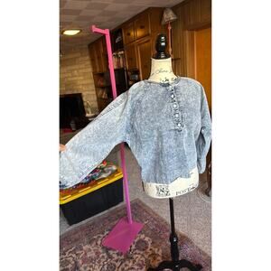 Vintage 80s acid wash dolman denim blouse